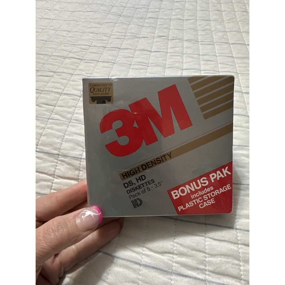 Vintage 3M‎ 3.5" DS/HD High Density Floppy Disks(5PK) Sealed 1993 Bonus Pack